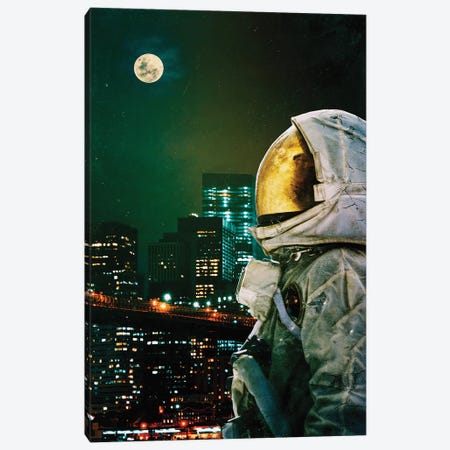 Between The Moon And The City Canvas Print #SML16} by Seamless Canvas Art