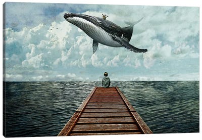 Pier Canvas Art Print - Whale Art