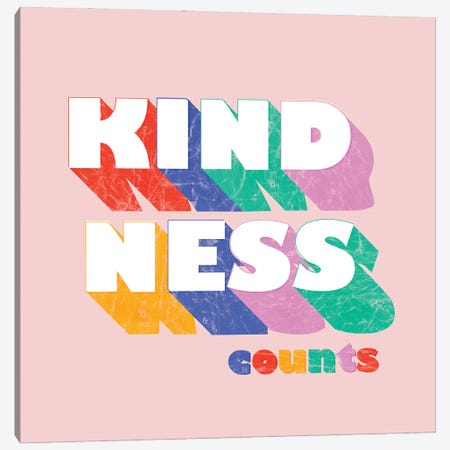 Kindness Counts Typography Canvas Print #SMM107} by Show Me Mars Canvas Art