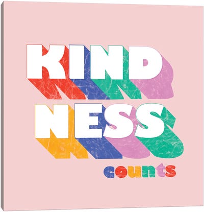 Kindness Counts Typography Canvas Art Print - Kindness Art