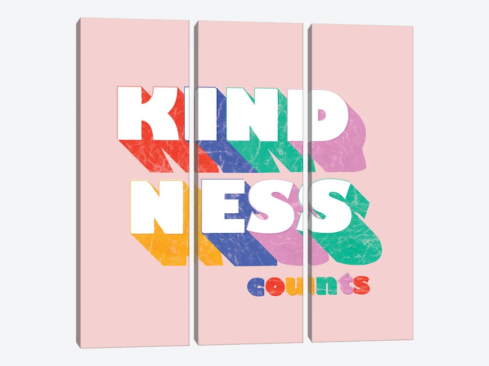 Kindness Counts Typography by Show Me Mars 3-piece Art Print