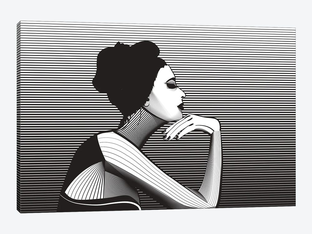 Black And White Woman by Show Me Mars 1-piece Canvas Art Print