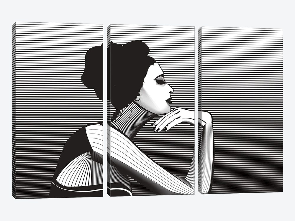 Black And White Woman by Show Me Mars 3-piece Canvas Print