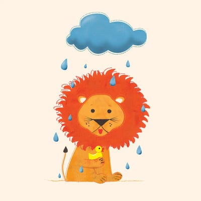 Lion With A Duck by Show Me Mars metal wall art