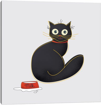 Black Cat Canvas Art Print - Show Me Mars