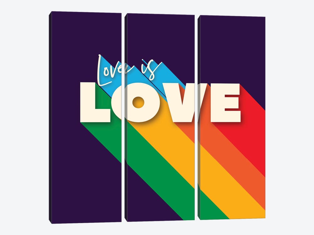 Love Is Love Typography by Show Me Mars 3-piece Canvas Art