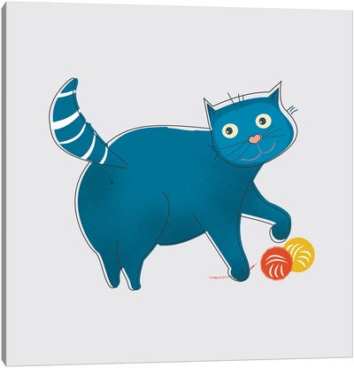 Blue Fat Cat Canvas Art Print - Show Me Mars