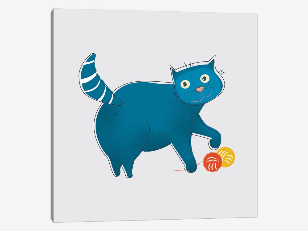 Blue Fat Cat by Show Me Mars 1-piece Canvas Art
