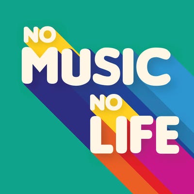 No Music No Life Rainbow Typography by Show Me Mars canvas print