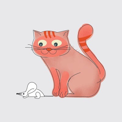 Pink Cat And A Mouse by Show Me Mars canvas print