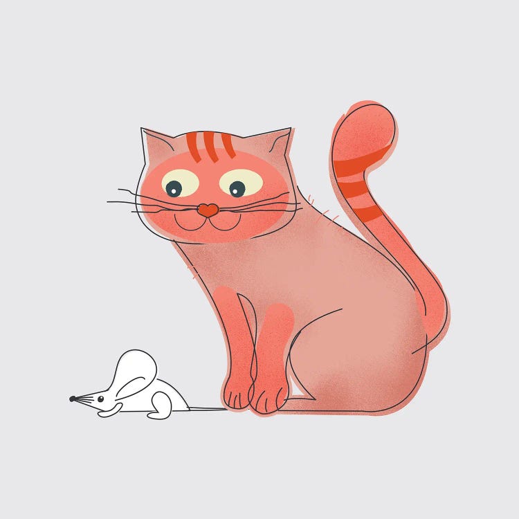 Pink Cat And A Mouse