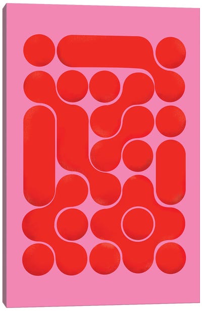 Red Abstract On Pink Canvas Art Print - Show Me Mars