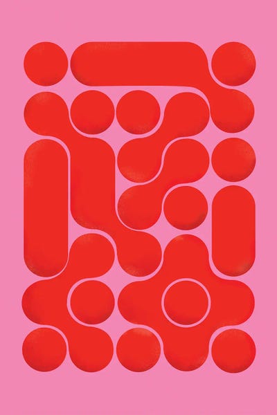 Dopamine Decor: Red Abstract On Pink by Show Me Mars
