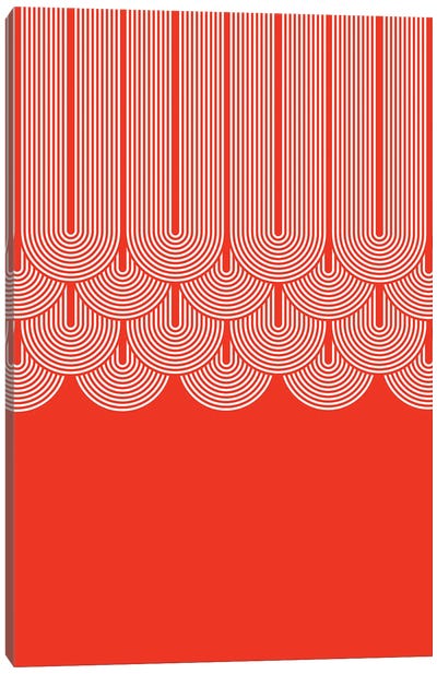Red Shapes Abstract Canvas Art Print - Show Me Mars