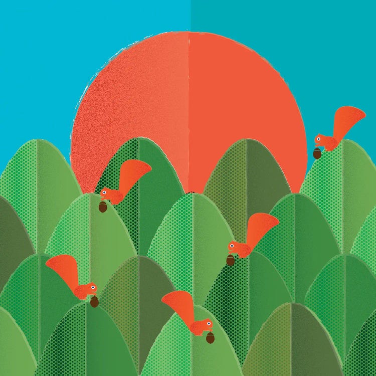 Red Squirrels At The Sunset by Show Me Mars wall art