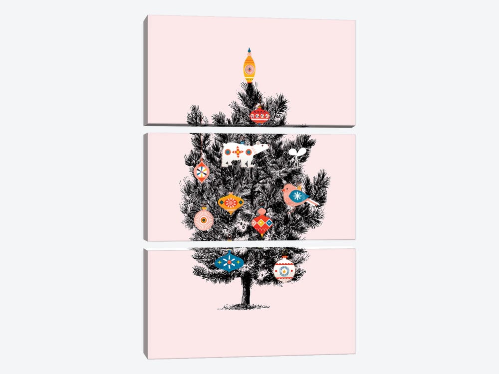 Retro Christmas Tree II by Show Me Mars 3-piece Canvas Art Print