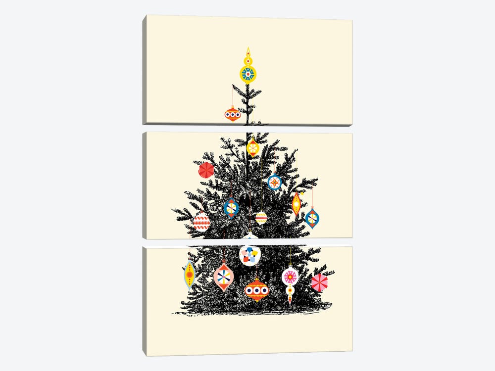 Retro Christmas Tree IV by Show Me Mars 3-piece Canvas Art Print