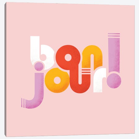 Bonjour French Typography II Canvas Print #SMM15} by Show Me Mars Art Print