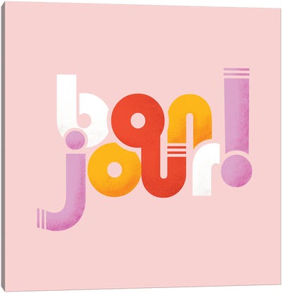 Bonjour French Typography II Canvas Art Print - Show Me Mars