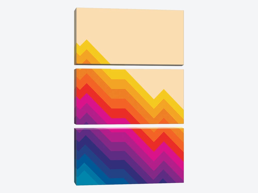 Seventies Rainbow Stripes by Show Me Mars 3-piece Canvas Wall Art
