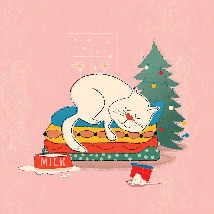 Sleeping Chritmas Cat