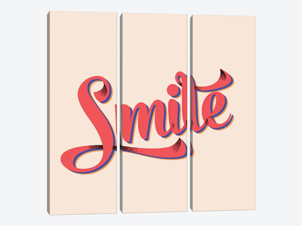 Smile Typography by Show Me Mars 3-piece Canvas Print