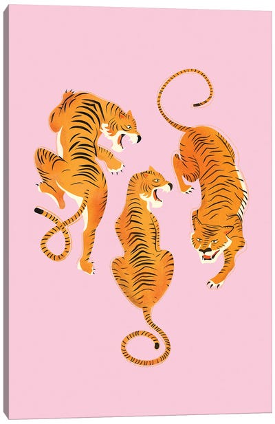 Three Fierce Tigers Canvas Art Print - Show Me Mars