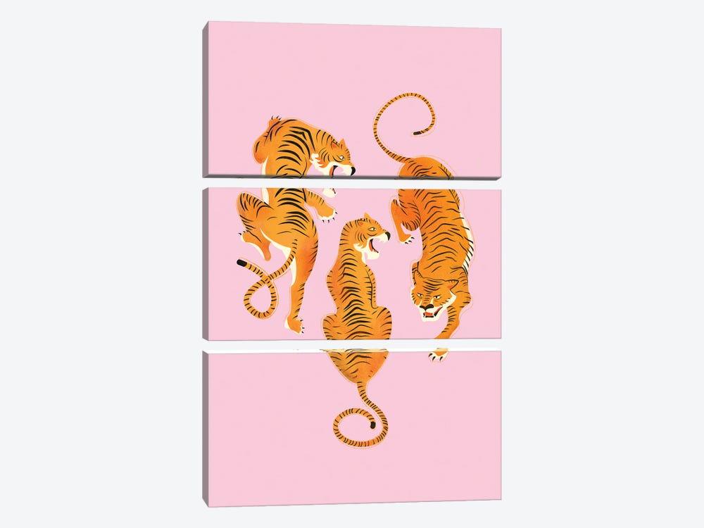 Three Fierce Tigers by Show Me Mars 3-piece Canvas Print