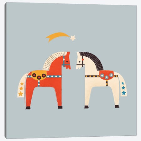 Two Festive Horses Canvas Print #SMM180} by Show Me Mars Canvas Print