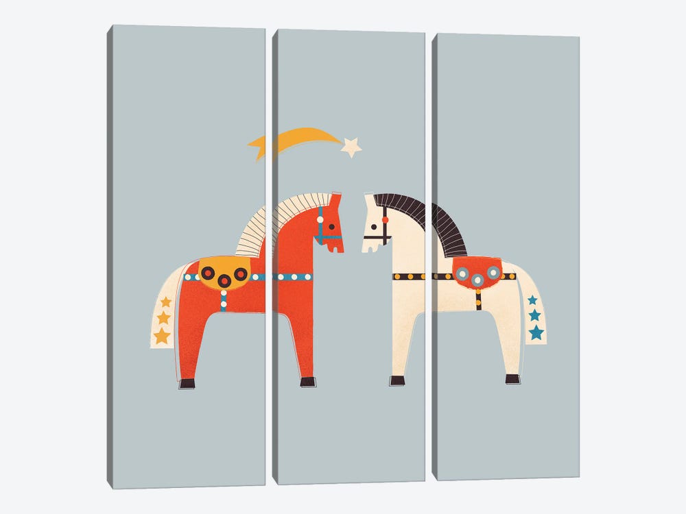 Two Festive Horses by Show Me Mars 3-piece Canvas Artwork