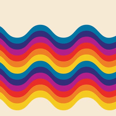 Wavy Retro Rainbow by Show Me Mars metal wall art