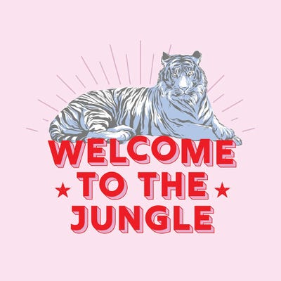 Welcome To The Junge   Retro Tiger by Show Me Mars metal wall art