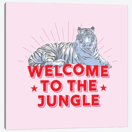 Welcome To The Junge   Retro Tiger Canvas Print #SMM189} by Show Me Mars Canvas Print