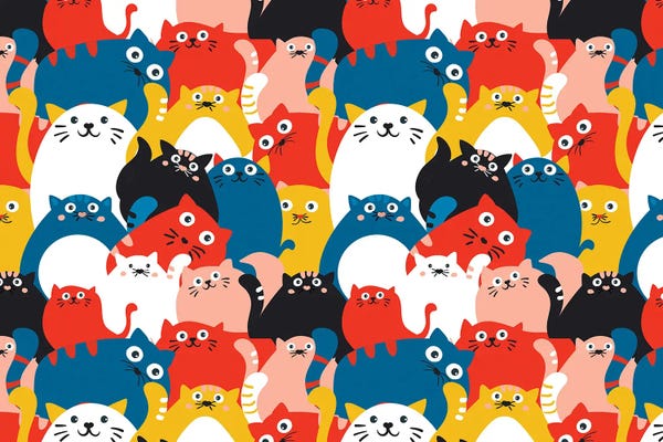 Dopamine Decor: Cats Crowd Pattern by Show Me Mars