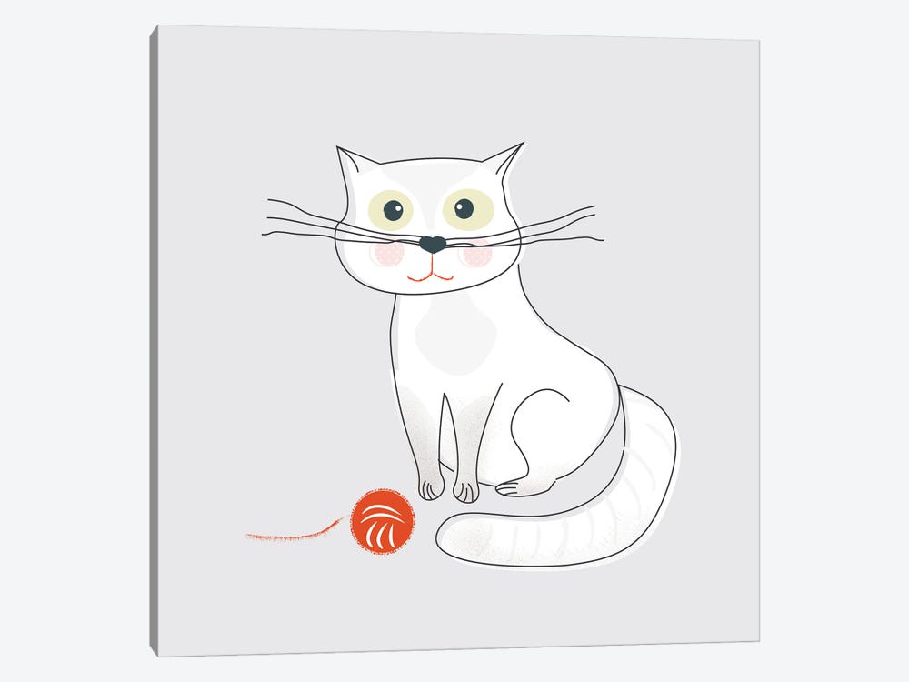 White Cat by Show Me Mars 1-piece Canvas Wall Art