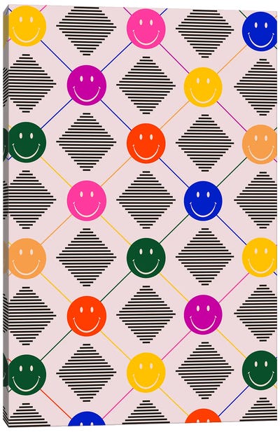 Everyday Smiley Pattern Canvas Art Print - Show Me Mars