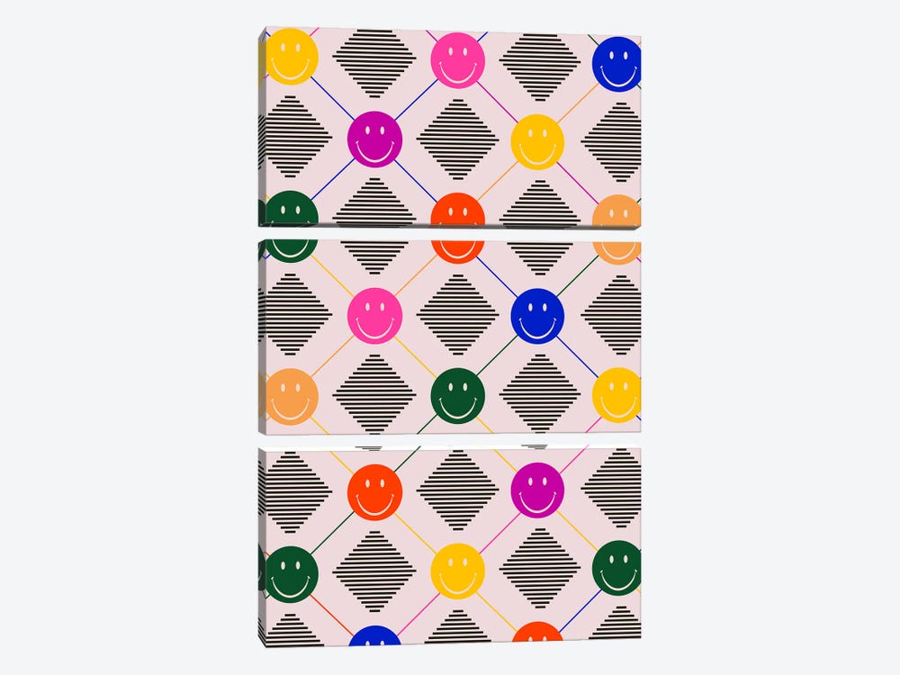 Everyday Smiley Pattern by Show Me Mars 3-piece Art Print