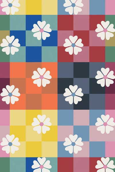Dopamine Decor: Multicolored Checker And Daisies by Show Me Mars