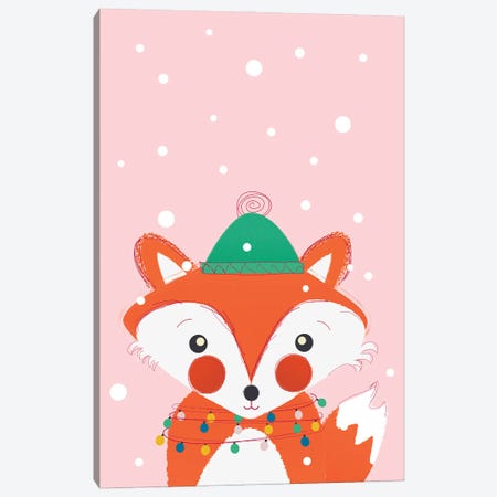 Christmas Animals Cute Fox Canvas Print #SMM20} by Show Me Mars Canvas Art Print