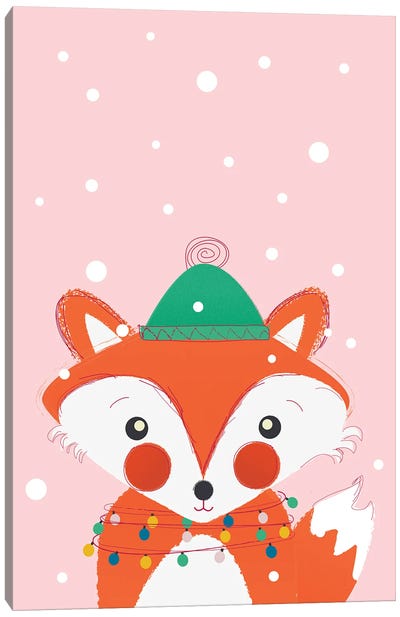 Christmas Animals Cute Fox Canvas Art Print - Show Me Mars