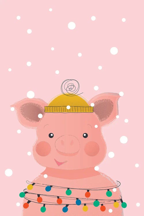 Christmas Animals Cute Pig by Show Me Mars wall art