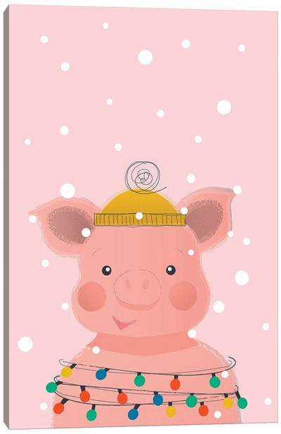 Christmas Animals Cute Pig Canvas Art Print - Show Me Mars