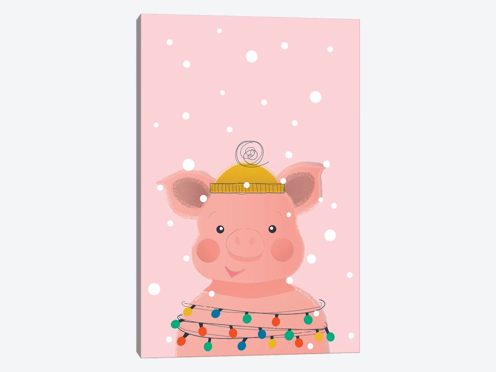 Christmas Animals Cute Pig by Show Me Mars 1-piece Canvas Wall Art