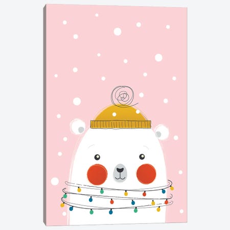 Christmas Animals Cute Polar Bear Canvas Print #SMM23} by Show Me Mars Art Print