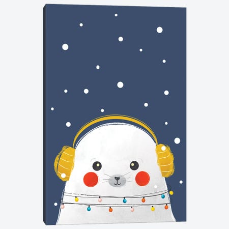 Christmas Baby Seal Canvas Print #SMM25} by Show Me Mars Canvas Artwork