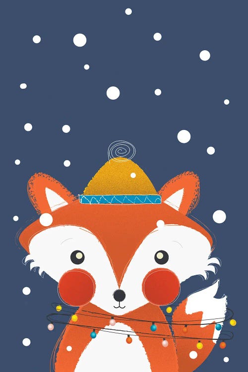 Christmas Fox With Fairy Lights by Show Me Mars wall art