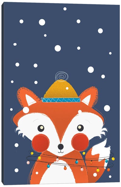 Christmas Fox With Fairy Lights Canvas Art Print - Show Me Mars