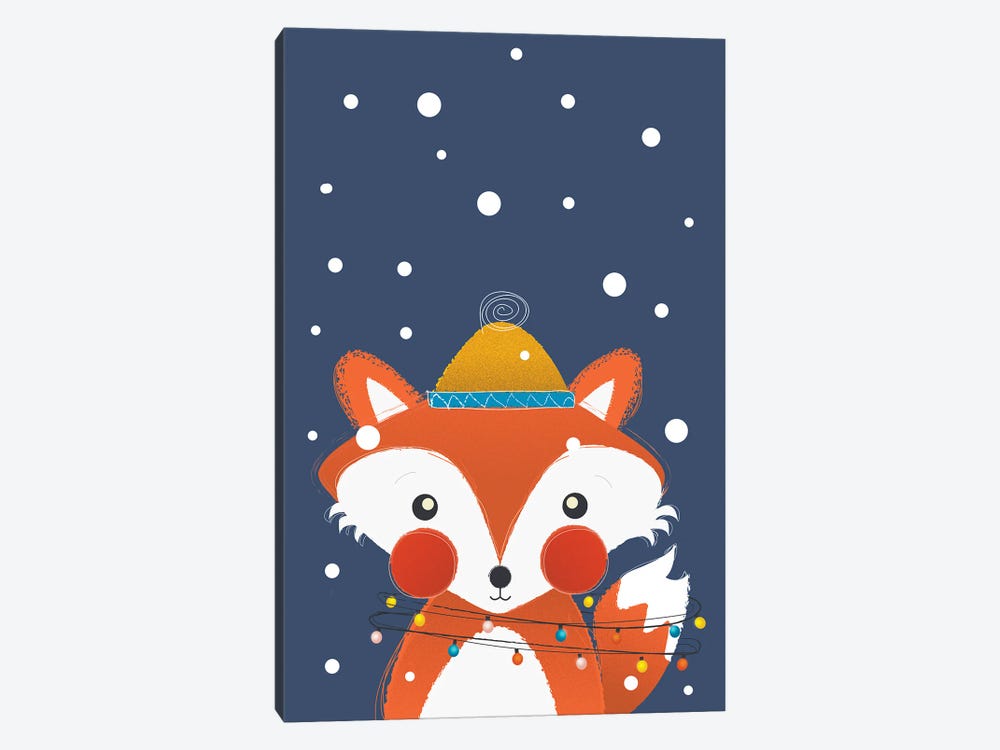 Christmas Fox With Fairy Lights by Show Me Mars 1-piece Art Print