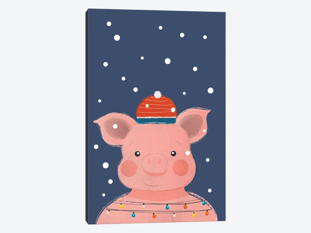 Christmas Pig by Show Me Mars 1-piece Canvas Wall Art