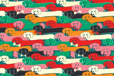 Colored Dogs Pattern II by Show Me Mars multi panel art